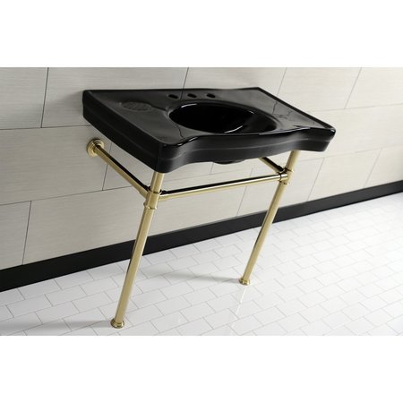 Fauceture VPB136K7ST Imperial Console Sink Basin W/Stainless Steel Leg, Blk/Brass VPB136K7ST